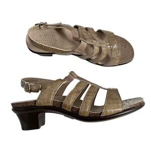SAS Allegro Heel Strap Sandal Tan Croc Embossed Women's Size 10  Brand New